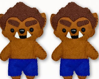 Felt Werewolf Sewing Pattern: Halloween Ornament Plush (PDF Pattern)