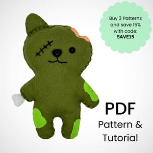 Zombie Cat felt pattern/PDF template download/Halloween felt pattern/Cat felt ornament/spooky decor/Zombie ornament pattern/Sewing pattern