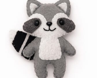 Patrón de costura de mapache de fieltro: Adorno de animal del bosque (Patrón PDF)