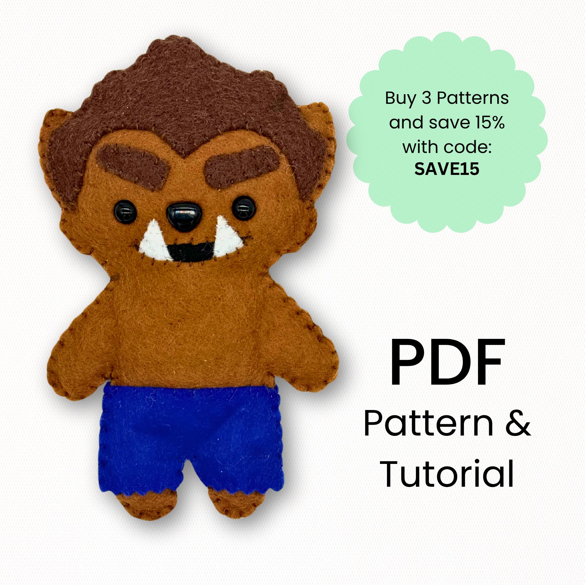 Felt Werewolf Sewing Pattern: Halloween Ornament Plush (PDF Pattern) - Etsy