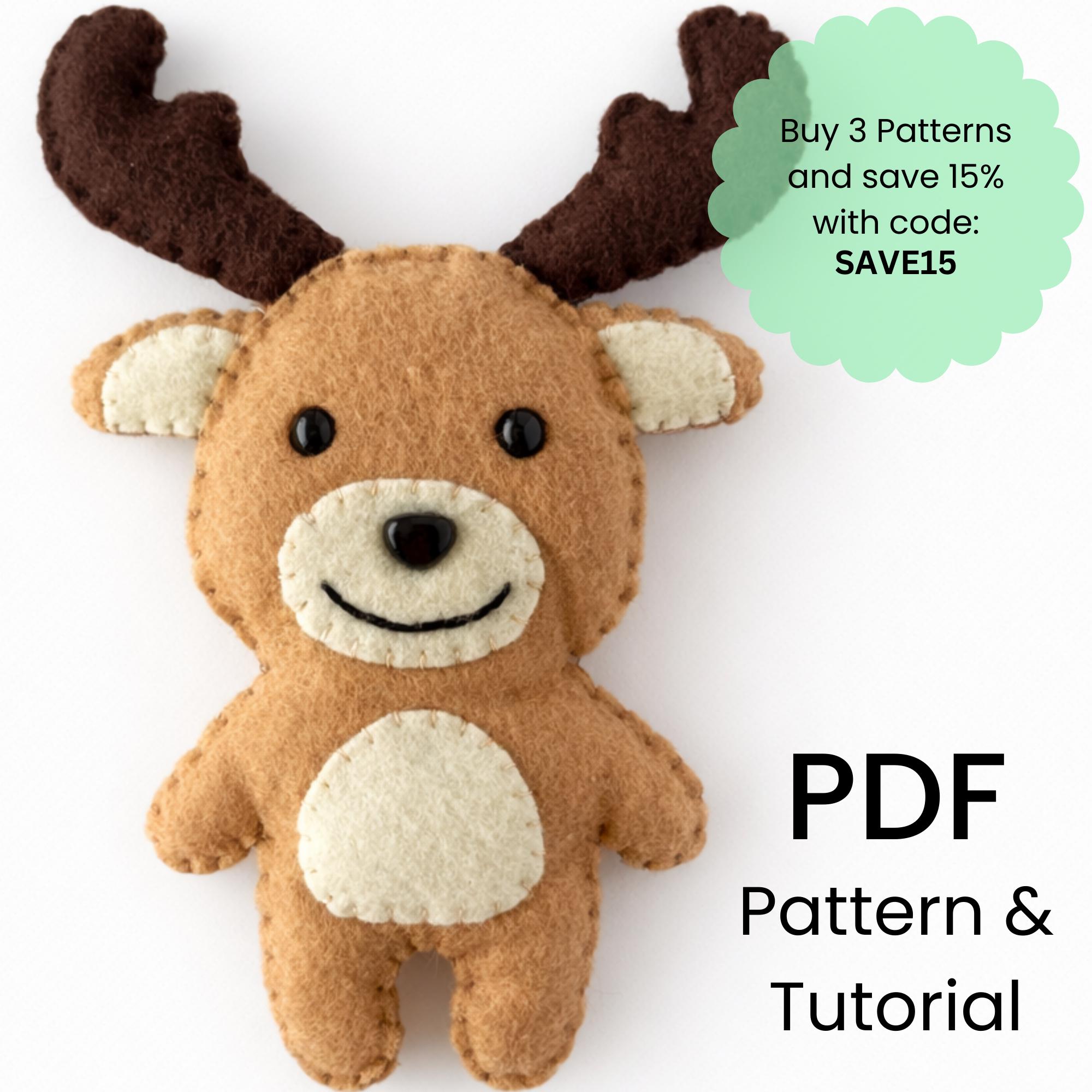 Moose Patterns Moose Sewing Pattern: Felt Woodland Animal Ornament (PDF Pattern) - Etsy