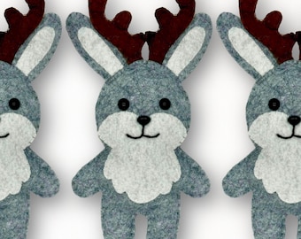 Jackalope Sewing Pattern: Felt Woodland Animal Ornament (PDF Pattern)