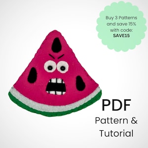 Fright Food Watermelon felt sewing pattern/PDF pattern template download/Felt Halloween pattern/Watermelon pattern/Felt Watermelon pattern