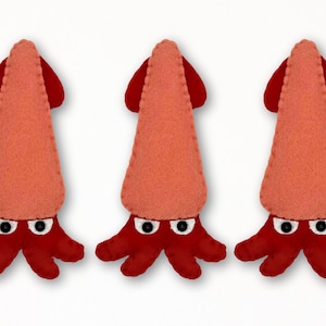 Felt Squid Sewing Pattern: Plush Ornament, Ocean Decor (PDF Pattern)