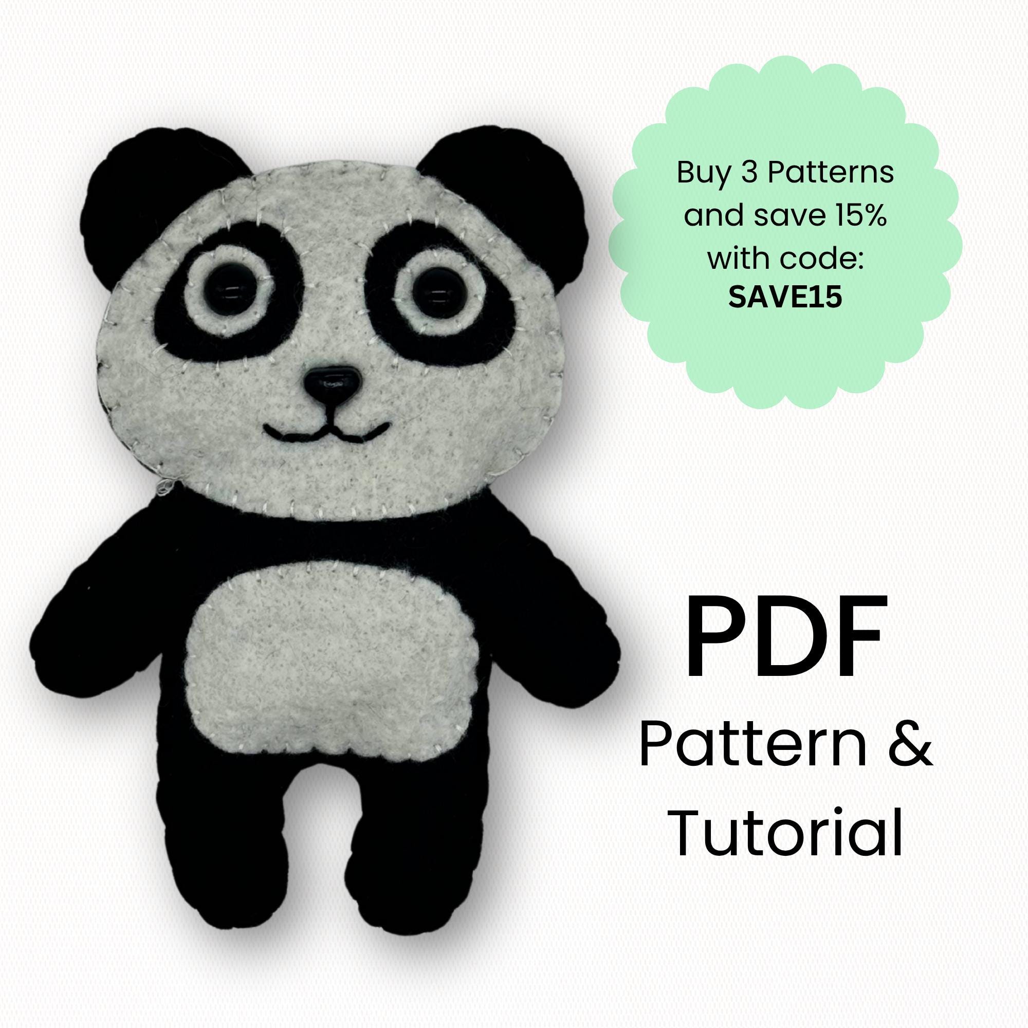 Easy Panda Sewing Pattern Panda Sewing Pattern: Felt Animal Ornament, Mobile Doll (PDF Pattern ...