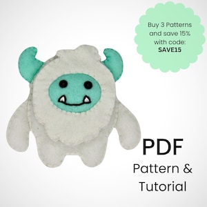 Yeti felt sewing pattern/PDF pattern template/Felt Woodland Animal/Felt ornament/ Forest animal mobile toy doll/Felt ornament pattern/Yeti