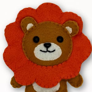 Felt Lion Sewing Pattern: Plush Animal Ornament (PDF Pattern