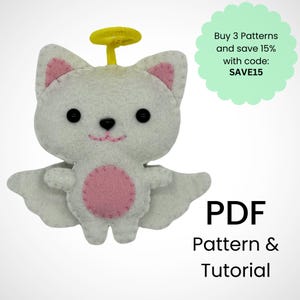 Angel Cat felt pattern/PDF template download/Halloween Cat felt pattern/Cat felt ornament/Angel Cat/Cat ornament pattern/Cat Sewing pattern