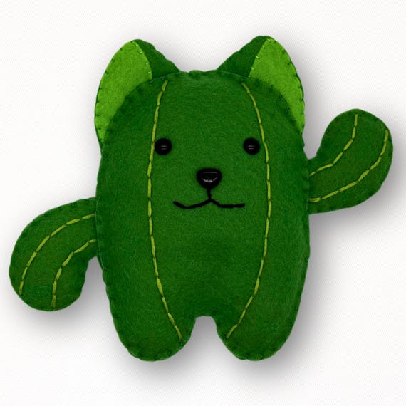 Cactus Cat Felt Plush Sewing Pattern: DIY Toy Decor (PDF Pattern)