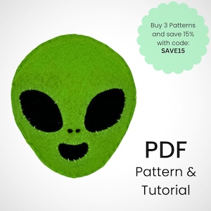 Alien felt sewing pattern/PDF pattern template download/Felt Alien pattern/Apple ornament/Fantasy toy decor /Felt ornament pattern/Space Toy