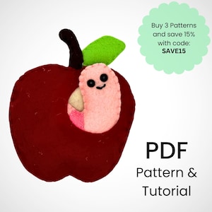 Rotten Apple felt sewing pattern/PDF pattern template download/Felt Apple pattern/Apple ornament/Fantasy toy decor /Felt ornament pattern