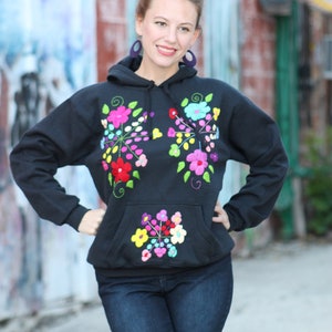 Hand Embroidered Pullover Hoodie Mexican Style Embroidery