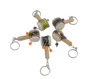 5 Pack Handmade Mexican Spinning drum Keychain