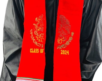 Mexican Escudo Sarape Graduation Stole- Class of 2024 - Handmade in Mexico