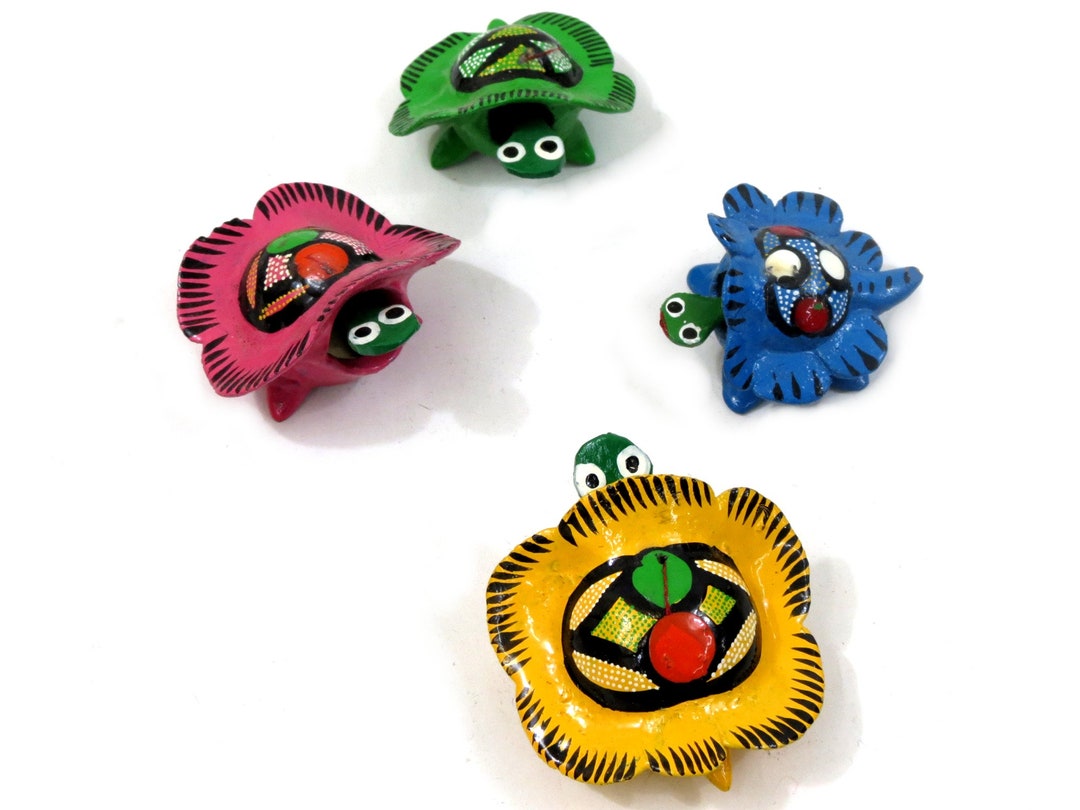 Mexican Toy Bobblehead Turtles set of 4 Etsy UK