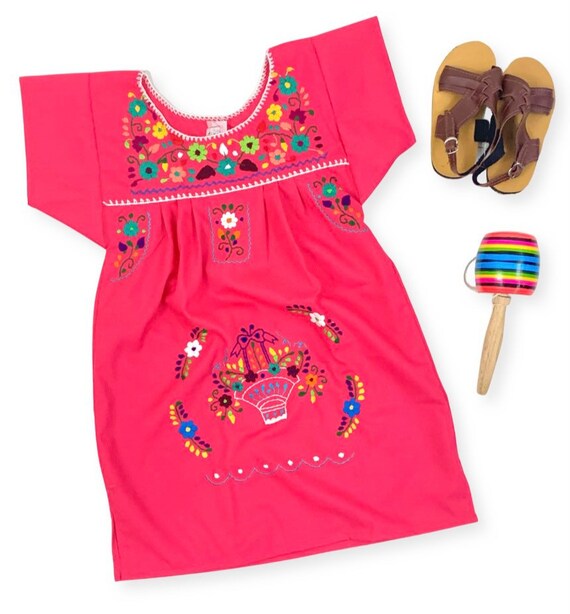 Vestido Mexicano para Niña Puebla Rosa Fuerte - Etsy España Vestido Mexicano para Niña Puebla Rosa Fuerte - Etsy España