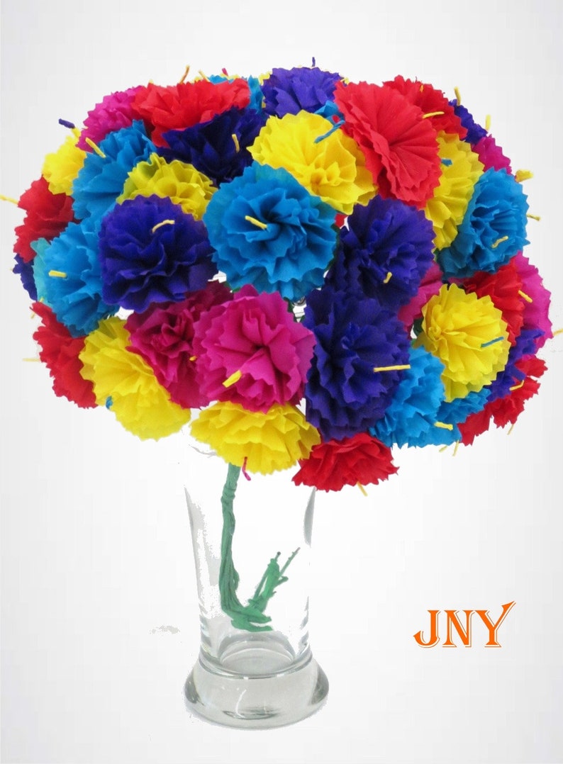 Mexican Paper Flowers Carnation Bunch 60 Flowers per Bunch Etsy