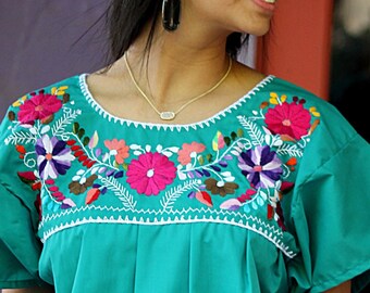 Mexican Embroidered Blouse Floral Mexican Blouse - Etsy