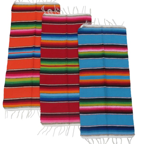 Paquete de 3 caminos de mesa Mexican Serape de 36 x 15 pulgadas, mantas extrapequeñas, decoración de fiesta, centro de mesa