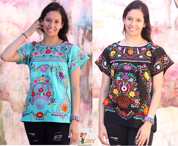 Mexicana Coco Bordada Mano Top 100% - Etsy México