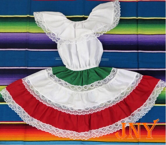 Vestido Mexicano 3 Colores para Niñas - Etsy México Vestido Mexicano 3 Colores para Niñas - Etsy México