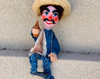 Mexican Toy String Puppet Marionette Borrachito "The Drunk" - Handcrafted Fiesta Entertainment