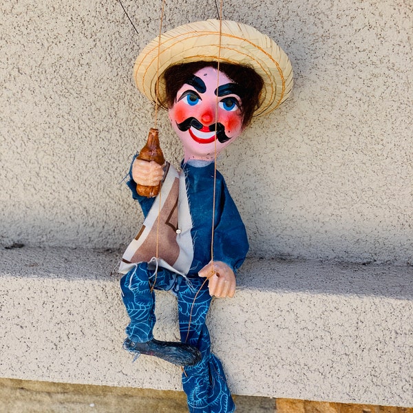 Mexican Toy String Puppet Marionette Borrachito "The Drunk" - Handcrafted Fiesta Entertainment