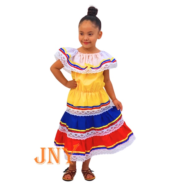 Girls Ethnic Traditional Columbian dress