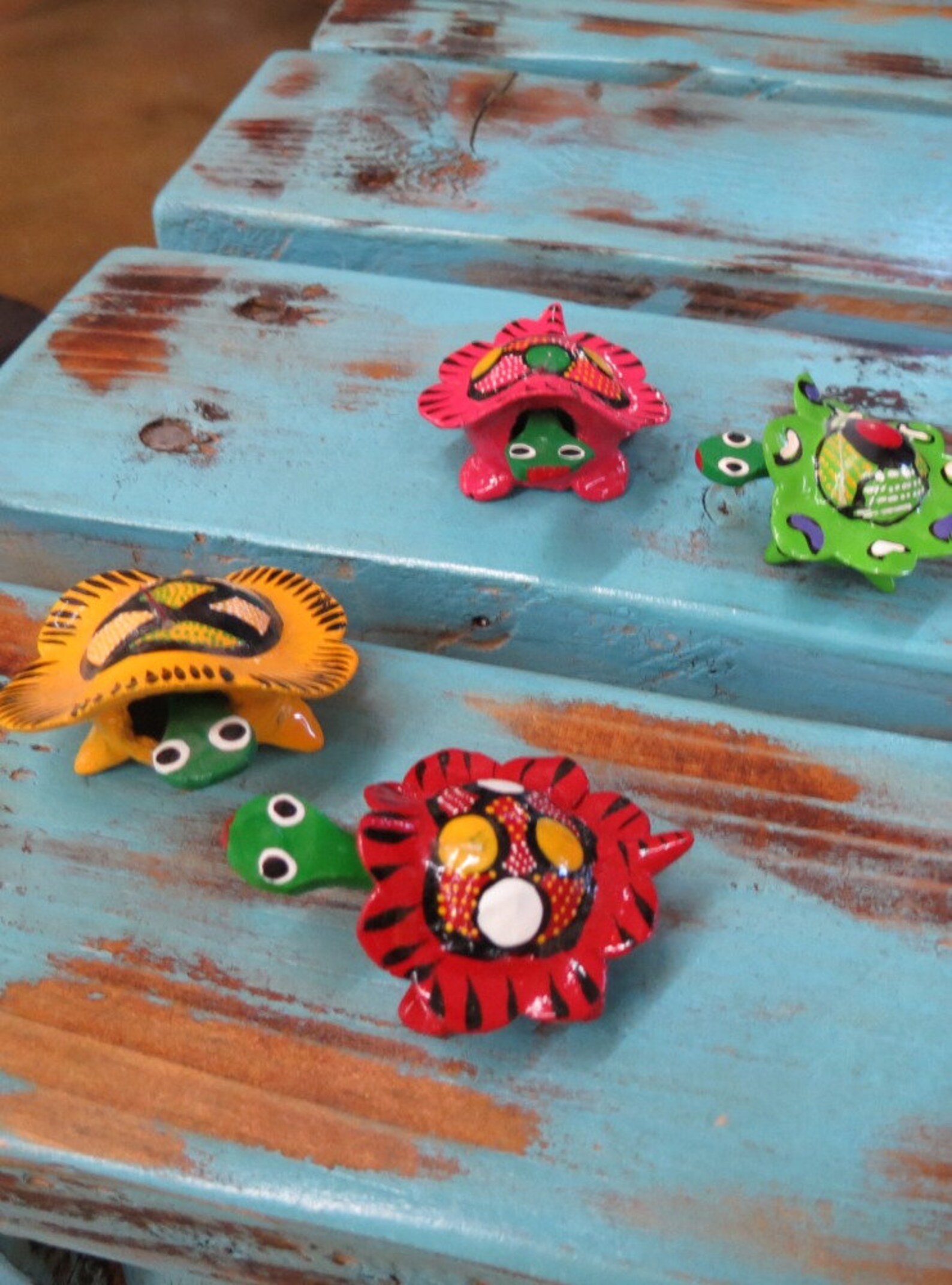 Mexican Toy Bobblehead Turtles set of 4 Etsy