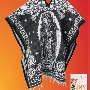 Mexican Poncho Virgen de Guadalupe (Black)