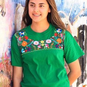 Mexican Blouse Style Hand Embroidered T Shirt - Etsy