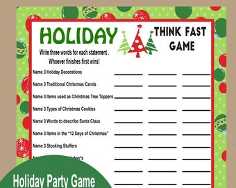 Thanksgiving Trivia Game Think Fast Game Thanksgiving - Etsy