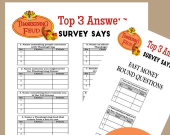 Thanksgiving Family Feud Games, Thanksgiving Trivia Game, Adult Thanksgiving Games, Friendsgiving Game, Instant Download