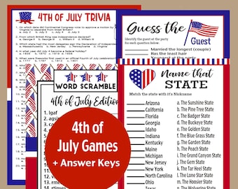 Jogos de 4 de julho, Jogos de curiosidades de 4 de julho, Jogos patrióticos, Jogos de curiosidades americanos, Jogos de churrasco, Jogos de independência, Download instantâneo