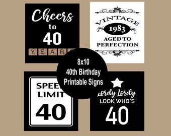 40th Birthday Party Decorations, 40 Birthday Decor, 40th Birthday Posters, 1983 Birthday, Cheers to 40 Years,  Instant Download