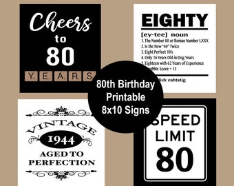 80th Birthday Party Decorations, 80th Birthday Printable, 80th Birthday Posters, 1944 Birthday Sign, Cheers to 80 Years, Instant Download