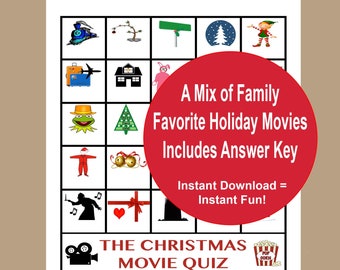 Christmas Movie Trivia, Christmas Party Game, Christmas Pictionary, Holiday Party Game, Office Party Games, Movie Trivia, Instant Download