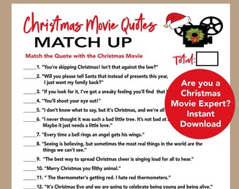 Gioco a quiz sulle citazioni dei film di Natale, gioco stampabile per la festa di Natale, gioco per la festa in ufficio, divertenti giochi per le feste per bambini, adolescenti, ragazzi e adulti
