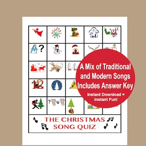 Christmas Song Trivia Game, Christmas Day Games, Christmas Carol Trivia Game, Christmas Quiz, Christmas Group Game, Instant Download