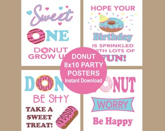 1. Geburtstagsparty, Donut 1. Geburtstag Poster, Mädchen erster Geburtstag Donut Poster, Donut erwachsen Poster, Donut Printables, Instant Download