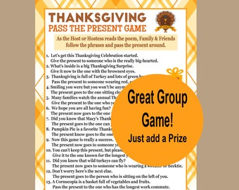 Thanksgiving Game, 2023 Thanksgiving Game, Group Game, Office Party Game, Icebreaker, Pass the Present Game, Instant Download
