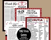 40th Anniversary Games, Adult Party Games, 1982 Wedding Anniversary Trivia Game, He Said She Said Game, Ruby Anniversary, Instant Download