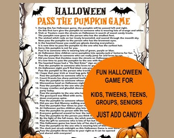 Jeu d’Halloween pour les enfants, Halloween Pass the Prize Game, Halloween Candy Game, Tween, Teen, Seniors Halloween Game, Halloween School Game