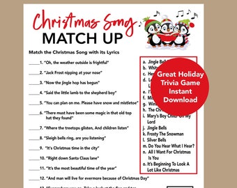 Christmas Song Trivia Game, Christmas Trivia 2023, Christmas Music Trivia Printable Games, Christmas Party Games  for Kids & Adults