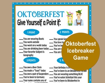 Oktoberfest Icebreaker Game, Fun Oktoberfest Game, Oktoberfest Party Game, Oktoberfest Pub Event Game