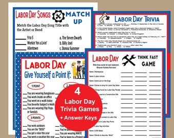 Labor Day Games, Labor Day Trivia, Labor Day Facts Quiz, Family BBQ Games, Patriotic Party Game, Family Reunion Games, Summer Games