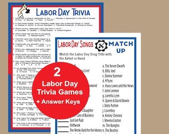 Labor Day Trivia Games, Fun Labor Day Games, Summer Family BBQ Games, American Party Game, Family Reunion Games, Back to School games