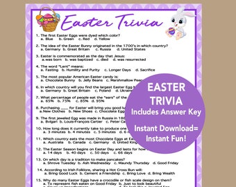 Easter Games, Easter Trivia  Party Game, Adult Trivia Game, Teen Easter Game, Printable Games, Easter Group Game, Instant Download