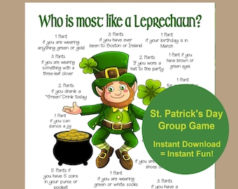 St Patricks Day Games, St Patricks Day Activity, Teen St Patricks Day Party Game, St. Patrick&#39;s Day Icebreaker Printable, Instant Download