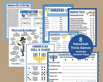 Hanukkah Trivia Games, Hanukkah Party Games for Family, Hanukkah Feud Game, Hanukkah Printables, Chanukah Celebration Trivia Games